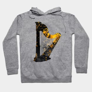 Harp music art gold and black #harp #music Hoodie